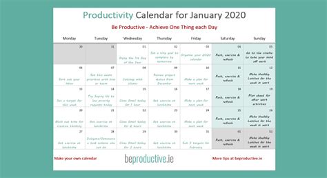 Productivity Calendar Template