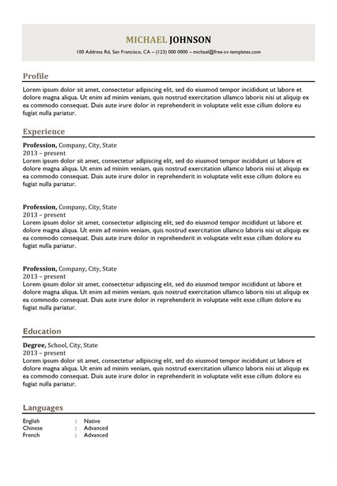 Professional Classic Resume Template