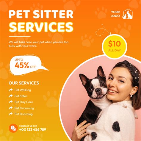 Professional dog sitting flyer template