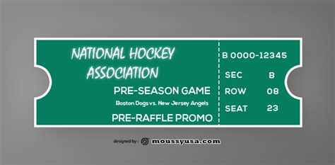 Professional hockey ticket template