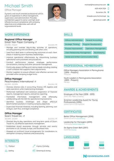 Professional Manager Resume Template Example