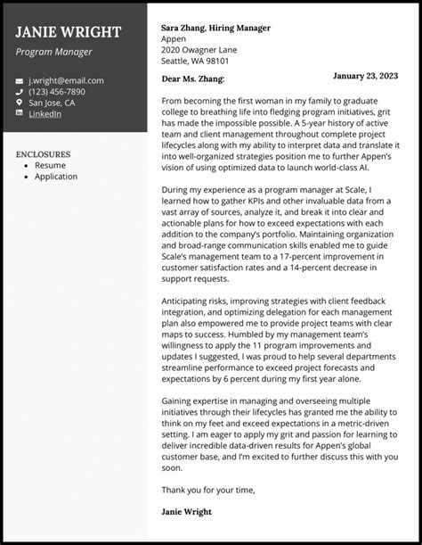 Innovation-Oriented Program Manager Cover Letter Template