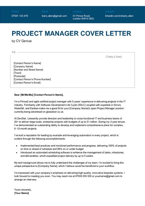 Program Manager Cover Letter Templates