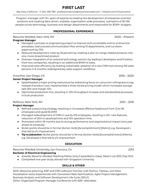 Program Manager Resume Template Samples