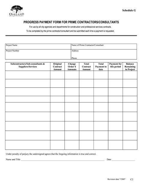 Progress Payment Form Template