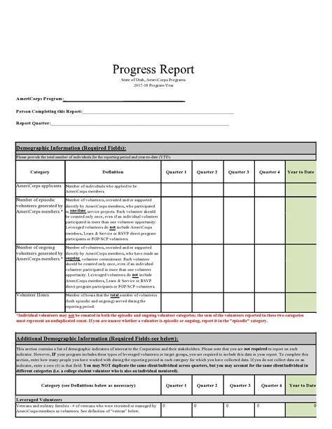 Progress Report Template