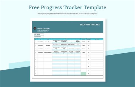 Progress tracker template example