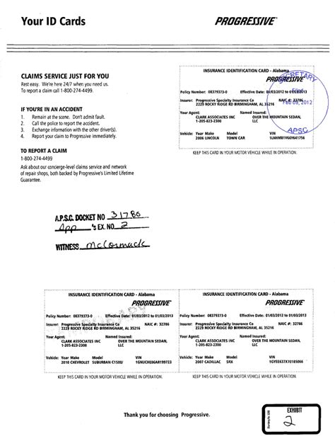 Progressive Insurance Card Format