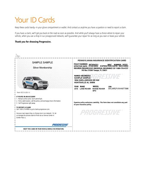 Progressive Insurance Card PDF