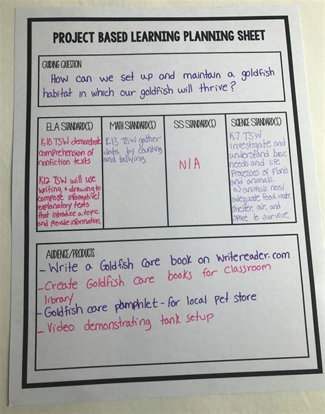 Project-based lesson plan template