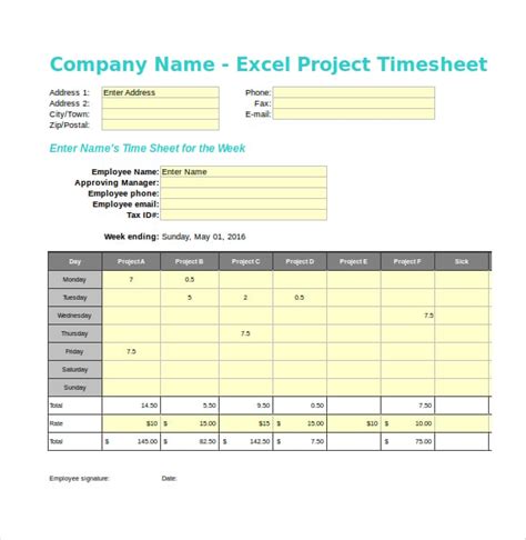 Project-Based Timesheet Template