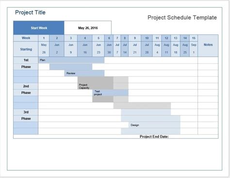 Project Calendar Template