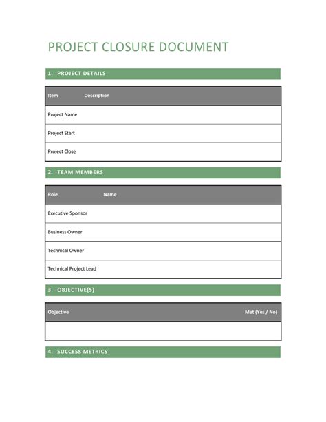 Project Closure Template