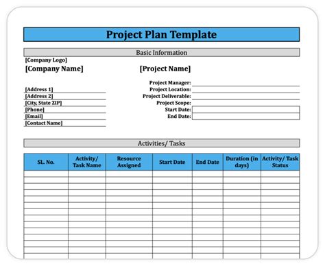 Project Information Template Example