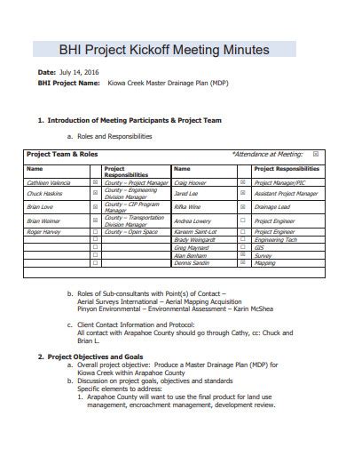 Project Kick-Off Meeting Minutes Template