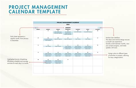 Project Management Calendar Template