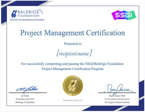 Project management certification