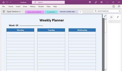 Project Management OneNote Sections