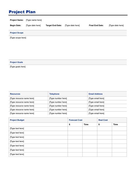 Project Management Plan Template Word