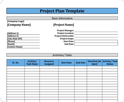 Project Management Template Design