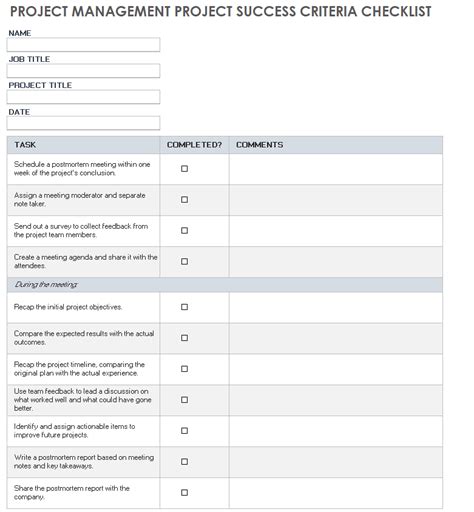 Project Management Template Success