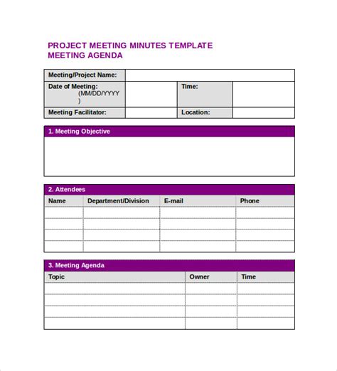 Project Meeting Notes Template