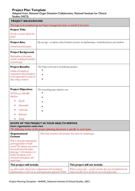 Project Plan Template Outline