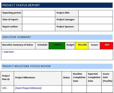 Project Progress Report Template Download