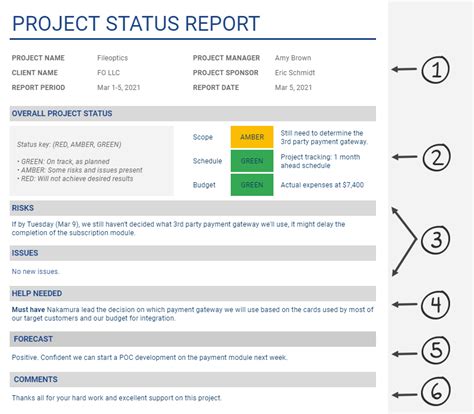 Project Progress Report Template Google Sheets