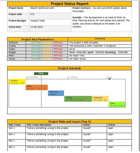 Project Progress Template