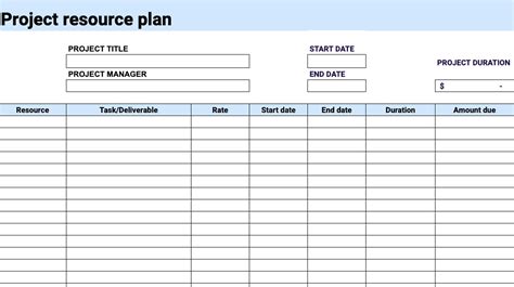 Project Resource Planning Template 8