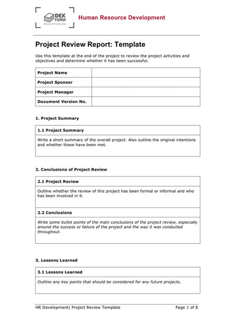 Project Review Template