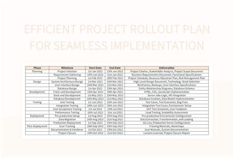 Project Rollout Plan Template Excel