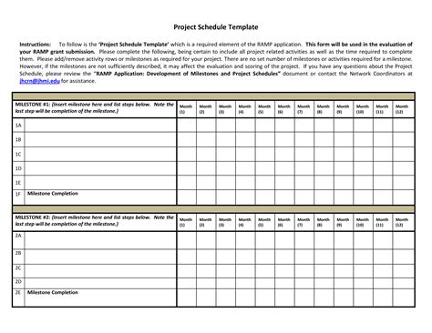 Monthly Project Schedule Template