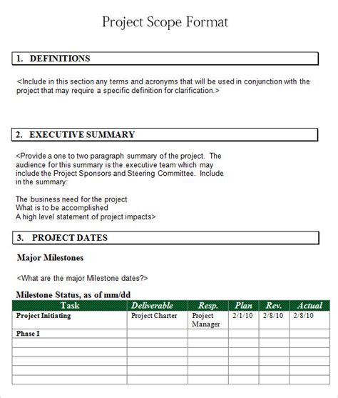 Project Scope Template