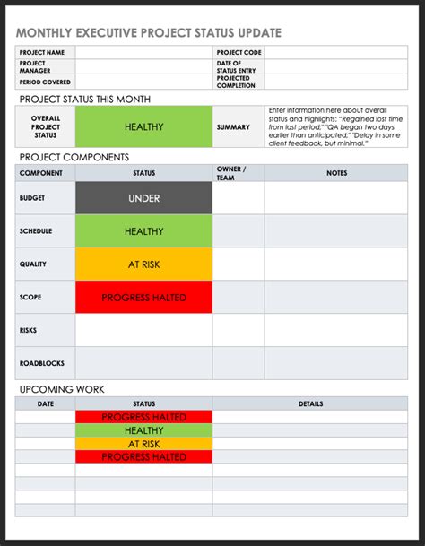 Project Status Update Template Example 9