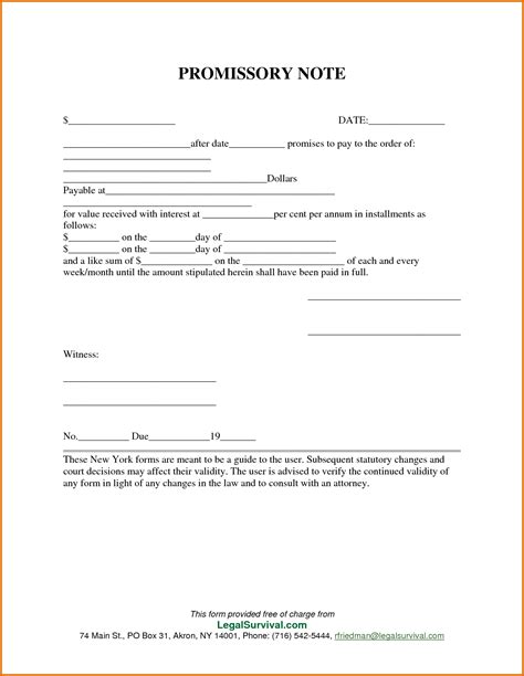 Promissory Note Template for Payday Loans