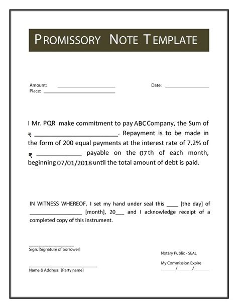 Promissory Note Template in Google Docs