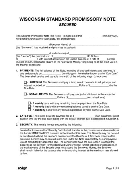 Promissory Note Template Wisconsin Governing Law Jurisdiction