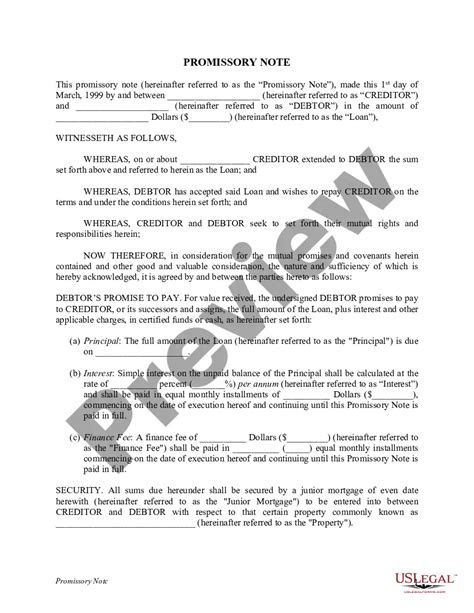 Promissory Note with Amortization Schedule Example