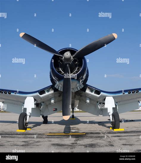 Close-up of a propeller on a vintage fighter plane