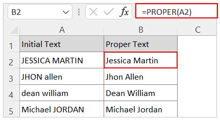 PROPER Function in Excel