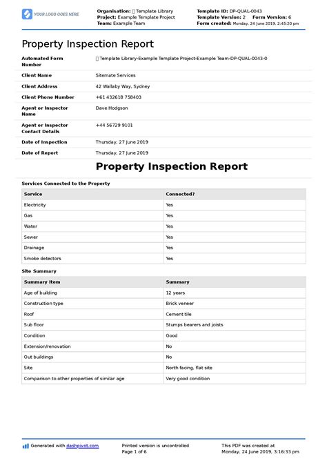 Property Inspection Report Template in Word