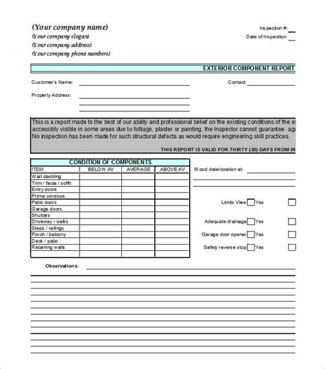 Property Inspection Report Template Word