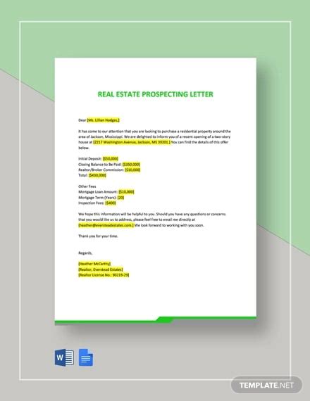 Prospecting letter template 1