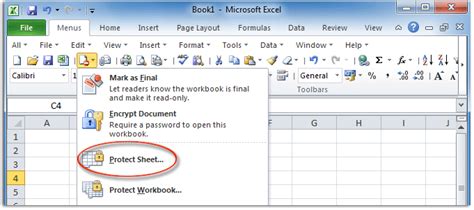 Method 1: Locking Cells Using the Protect Sheet Feature