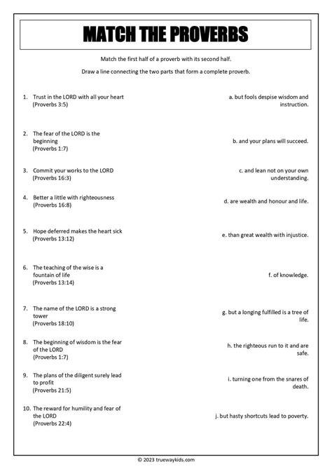 Proverbs Bible Study Activities