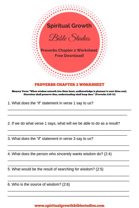 Proverbs Bible Study Worksheets