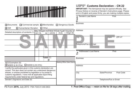 PS Form 2976-R Examples