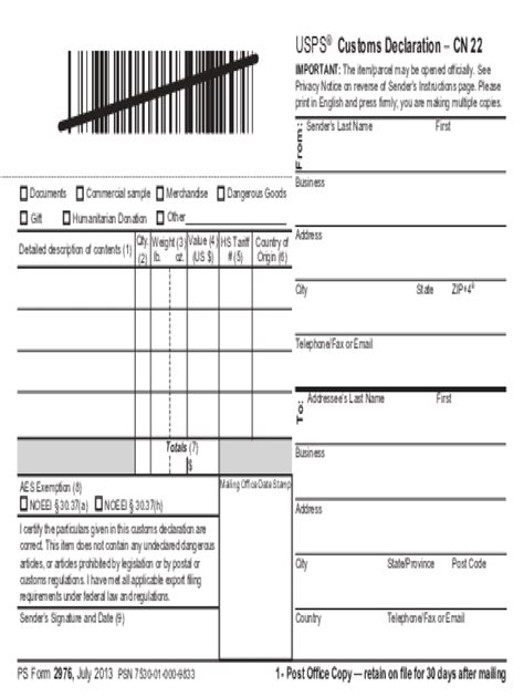 PS Form 2976-R Template